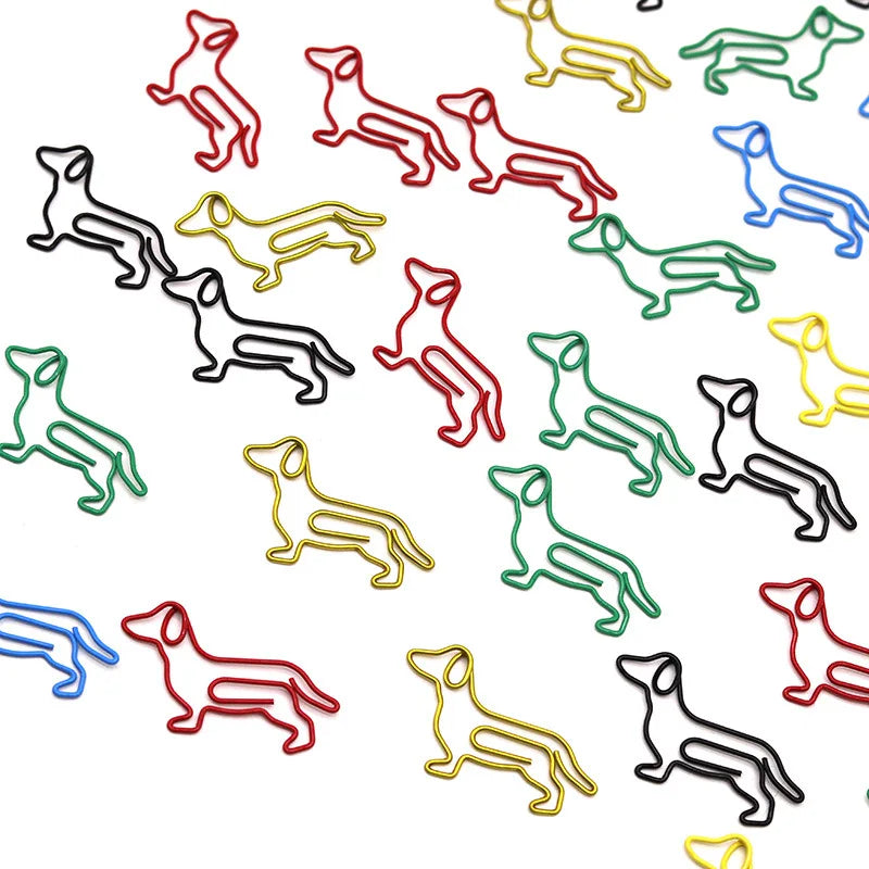 10-100pcs Creative Colorful Dachshund Paper Clips Cartoon Creative Metal Animal Special-shaped Bookmark Clip Paper Clamps