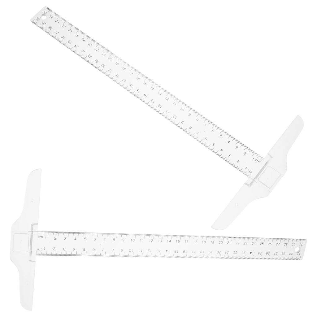 2Pcs Ruler Plastic Drafting T Shape Ruler Accurate Measuring Square for Artists Designers Woodworking Architects