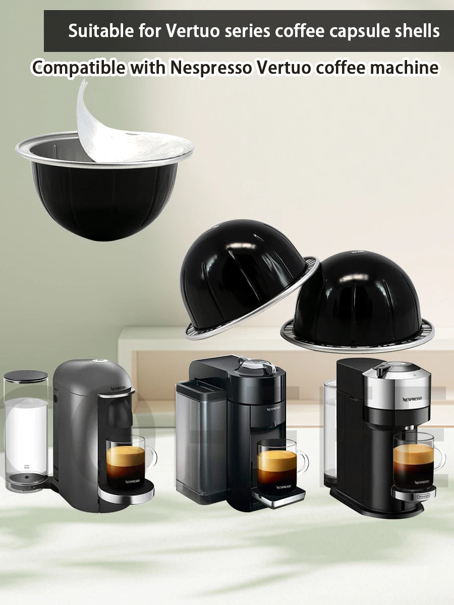 Reusable Aluminum Coffee Capsules Compatible with Nespresso Vertuo Machine - Durable Coffee Pod Shells for Espresso Lovers