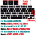 Keyboard Cover for 2022-2024 M4 M3/M2/M1Chip Pro 14"/16" A3401/A2992/A2779/A2991/A3403 MacBook Air 15.3"/13.6" A3113/A3114/A2941