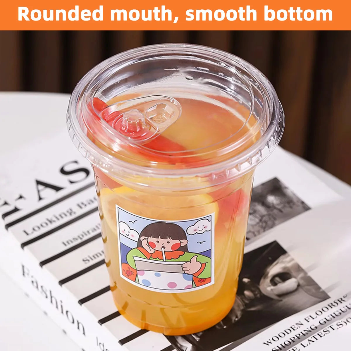 Disposable Direct Drinking Cup Transparent Plastic Cup With Lid And Sticker Leak Proof Design Suitable For Cold Drink Cups 10PCS