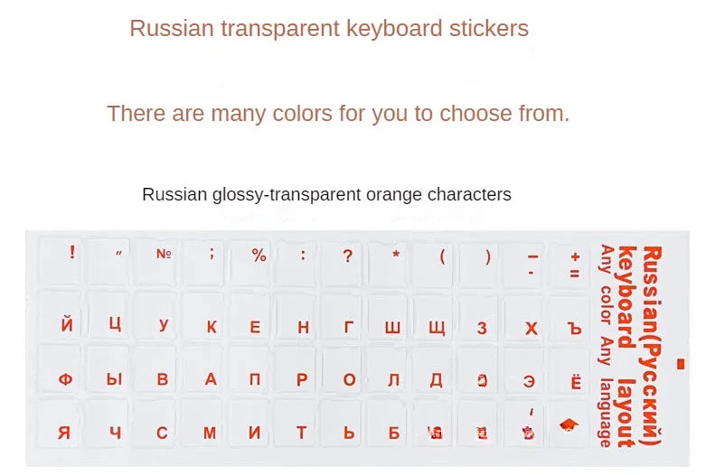 1PCS Russian Transparent Keyboard Sticker Language Letters Black White Label PC Dustproof Laptop Accessories