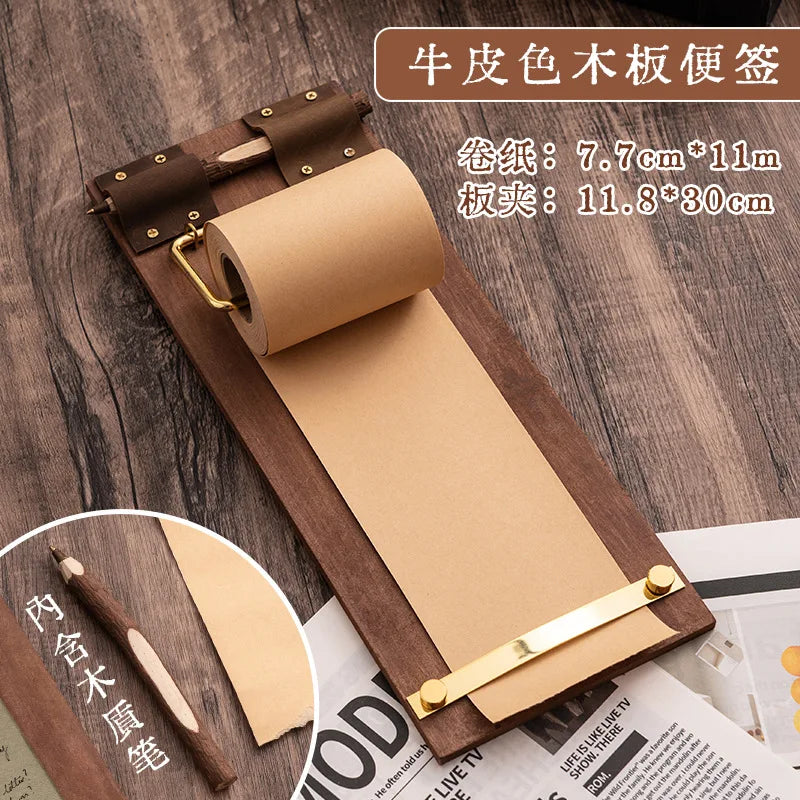 Vintage Sticky Note Clip Hanging Roll Paper Sticky Note No Sticky Ins Wind Board Note Blank Notepad Message Pad