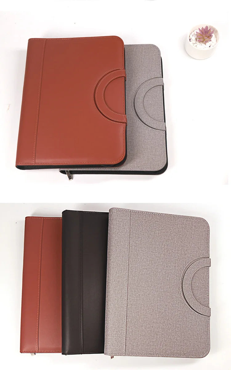 A4 Portable File Folder with Calculator Binder Organizer Manager Office Document Pad Briefcase PU Leather Padfolio Bag Customize