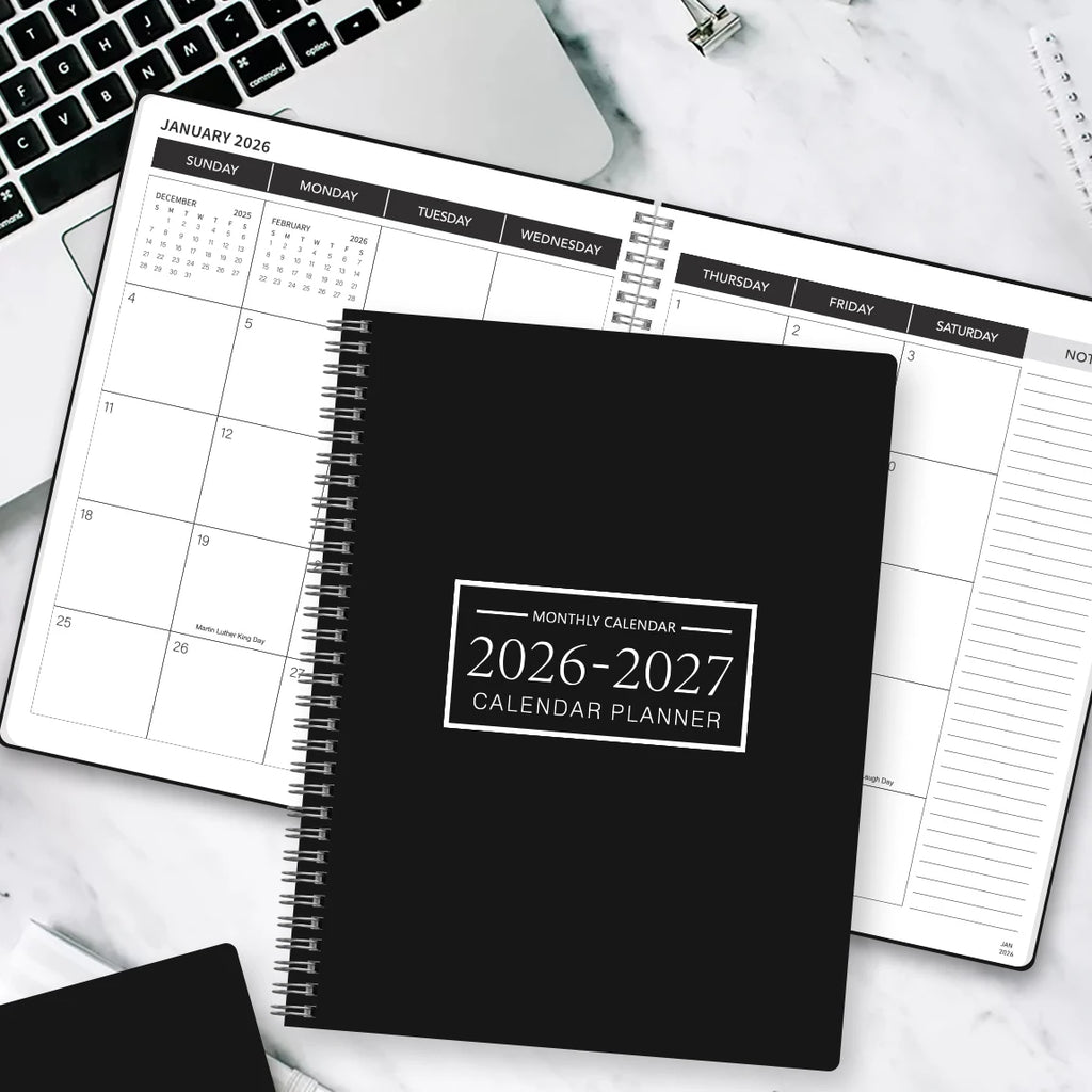 1Pc A4 Monthly Planner and Calendar Book 2 Year Monthly, Large Grid Monthly Organizer with Notes Pages, with 3 Stickers