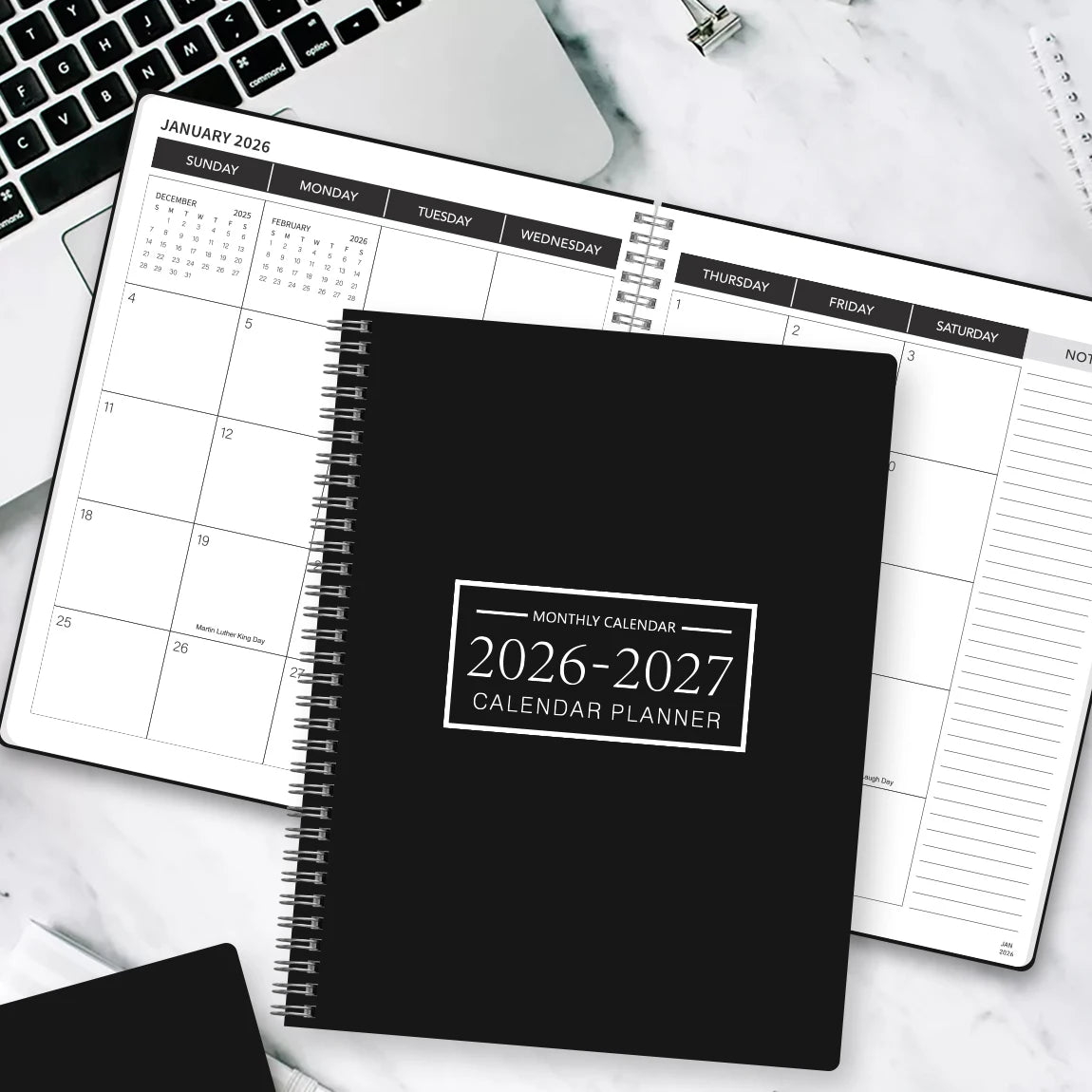 1Pc A4 Monthly Planner and Calendar Book 2 Year Monthly, Large Grid Monthly Organizer with Notes Pages, with 3 Stickers