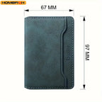 HOMEFISH Artificial leather credit card magnetic elastic wallet(3 card slot)with strong magnetic accessories ID card clip wallet