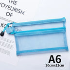 Nylon Mesh File Bag A4 A5 A6 Transparent Zipper Test Paper Information Bag Office Student Pen Bag Subject Bag Puzzle Storage Bag