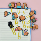 12 pcs Random Capibala Cartoon Paper Clips Diy Binder Clip Bookmark Decoration Kawaii School Office Supplies