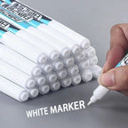 0.7/1.0/1.5/3.0mm White Marker Pens Oily Waterproof Permanent Paint Markers For Wood Plastic Leather Glass Stone Metal Supplies