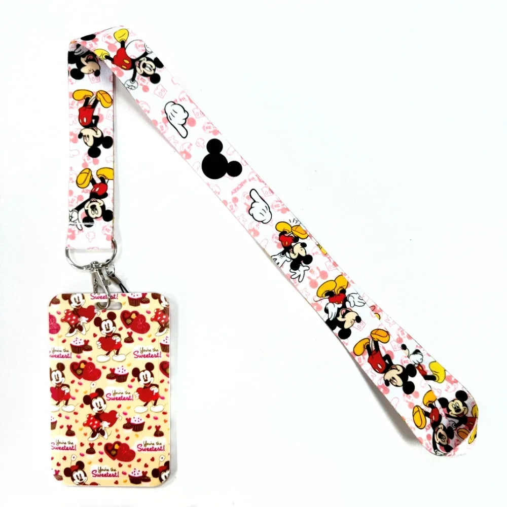 Disney's Credential Holder Mickey Mouse Lanyard Bear Phone Rope ID Card Badge Holder Princess Neck Strap Cartoon Keychain Gift