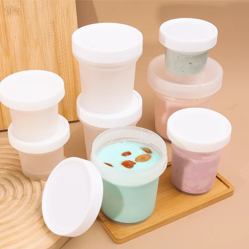 10/1PCS Pudding Cups Dessert Cup with Lids Transparent Reusable Ice Cream Bowls Sealed Cake Storage Box Snacks Yogurt Container