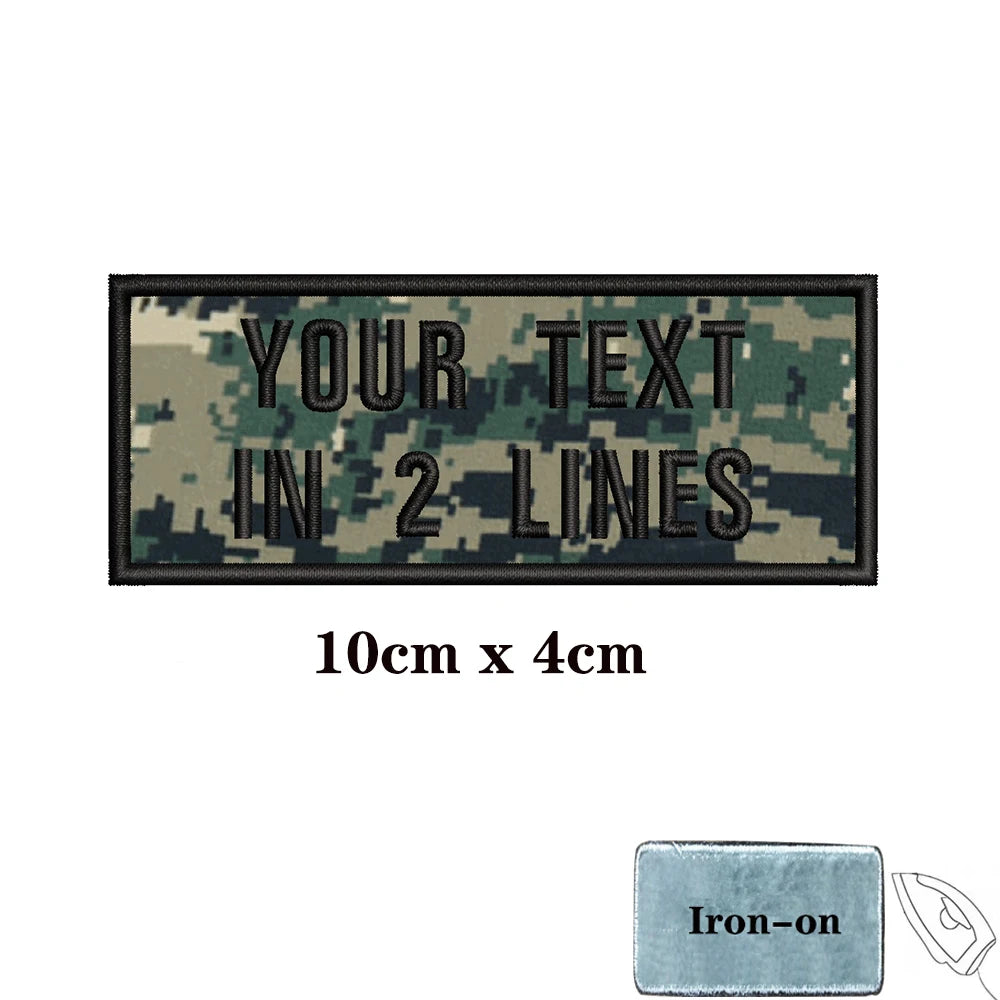 1PC Custom Name Patch Stripes Badge 10X2.5CM,8X5CM,10X4CM, 8X2.5CM,12X2.5CM,15X5CM,20X7CM, Iron On Hook Loop camouflage