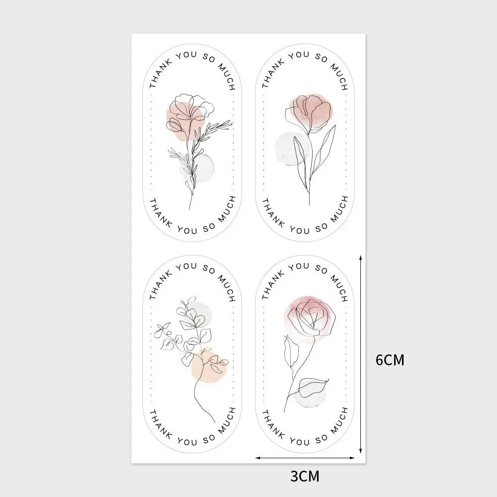 100pcs/25sheets Cute Thank You Stickers Gift Labels for Small Business Package Decoration, Envelope Seal Shipping Stickers 3*6CM