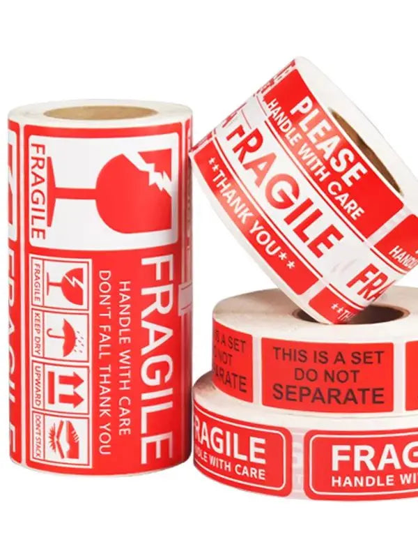 500/1000pcs Fragile Warning Stickers Handle With Care Labels 25.4x76.2mm/50.8x76.2mm For Shipping Packaging