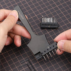 WUTA Multifunctional Leather Hole Punch Round Pricking Iron Stitching Punching Chisel Interchangeable Head Leather Craft Tools