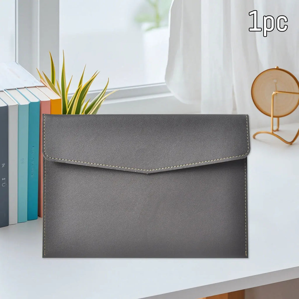 WQN-1PC PU Leather Document Bag A5, Wear-Resistant, Large Capacity, Waterproof, Suitable for Office and School Document Storage