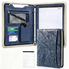 A4 Zippered Portfolio Organizer with 3-Ring Binder, Tablet Sleeve, Card Slots, Phone Pocket and Memo Pad