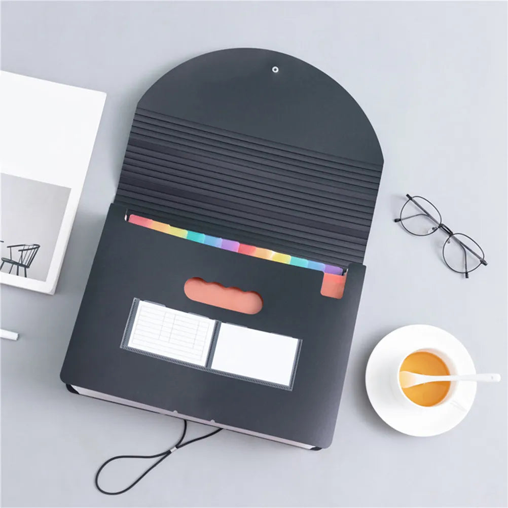 Rainbow Accordion File Folder Plastic Portable Document Organizer for Receipts Cards Coupons Papers Office School Travel Neat