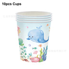 Ocean Sea Birthday Party Tableware Turtle Whale Print Plates Napkins Cups for Baby Shower Ocean Party Birthday Decorations
