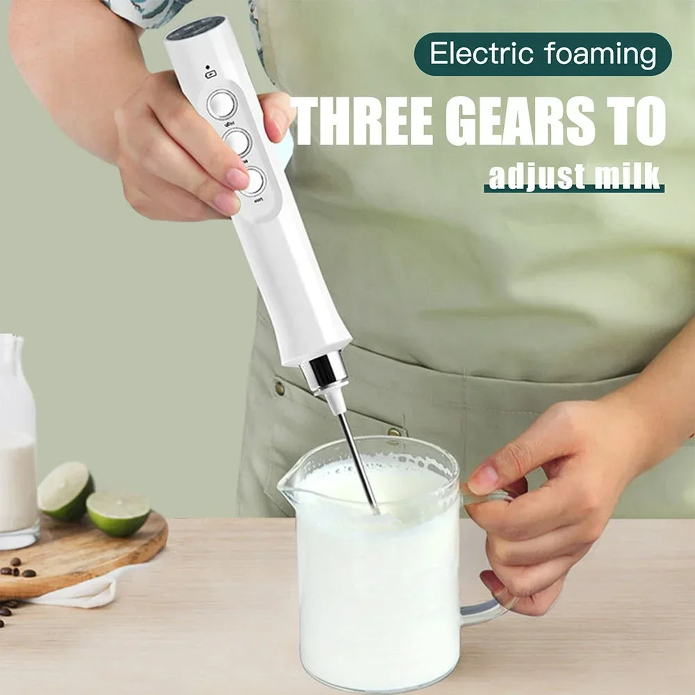 Handheld Electric Milk Frother USB Wireless Egg Beater Kitchen Mixer Coffee Whisk Blender Tool for Home Use