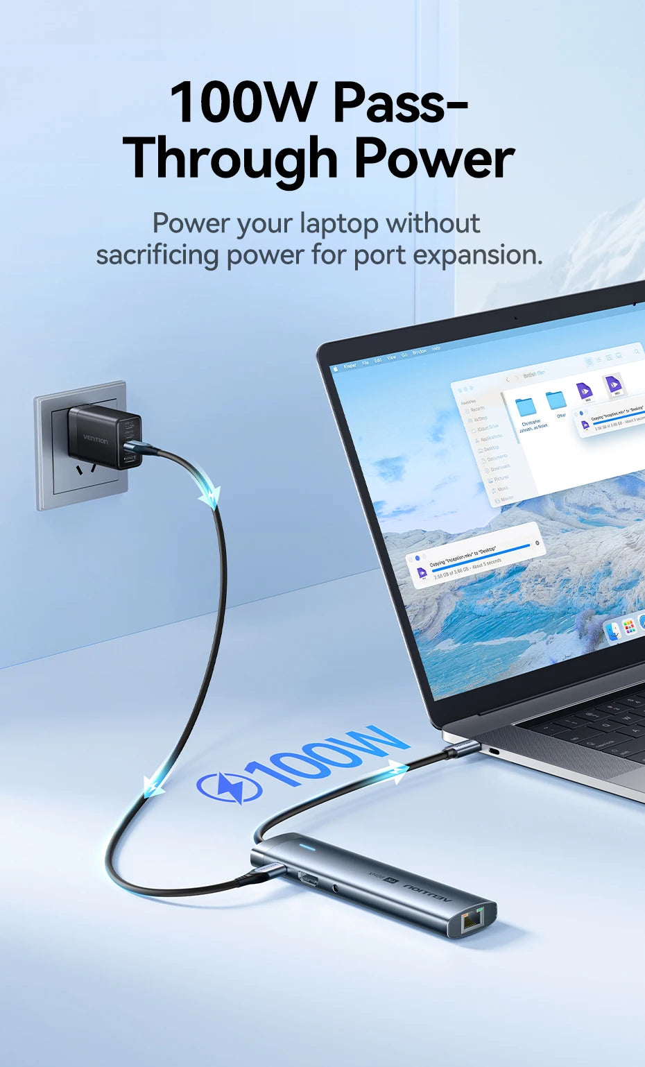 Vention USB C Hub HDMI 4K 60Hz 9 in 1 PD 100W RJ45 Adapter USB3.0 Hub 5Gbps Splitter Docking Station for MacBook Air iPad Laptop