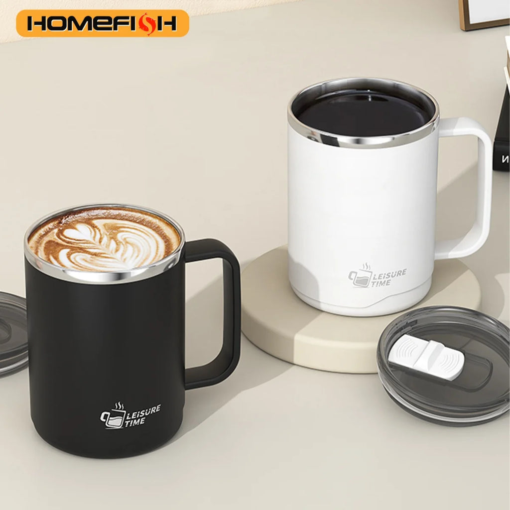 Double Wall Insulated 304 Stainless Steel Coffee Mug Leak Proof Travel Cup with Handle for Adults and Students