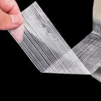 50M Striped Fiber Tape Lithium Battery Pack Insulation Wrap Fiberglass Transparent Single Side Adhesive Seal Packaging Fixed