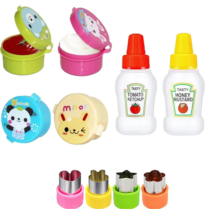 Mini Fruit Forks For Children Kids Cute Animal Food Picks Snack Toothpicks With Vegetable Cutter Set Silicone Lunch Box Dividers