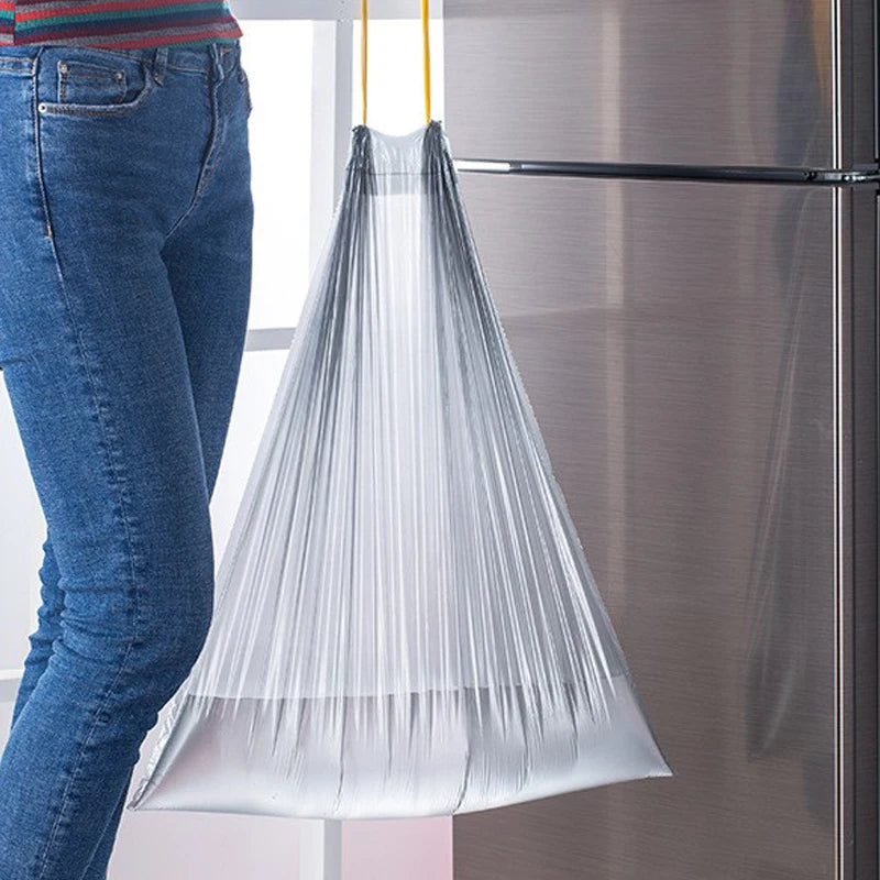 5/10/15/20 Rolls Drawstring Trash Bags for Kitchen Trash Can Thicken Large Capacity Garbage Bag Plastic Home Dustbin Storage Bag
