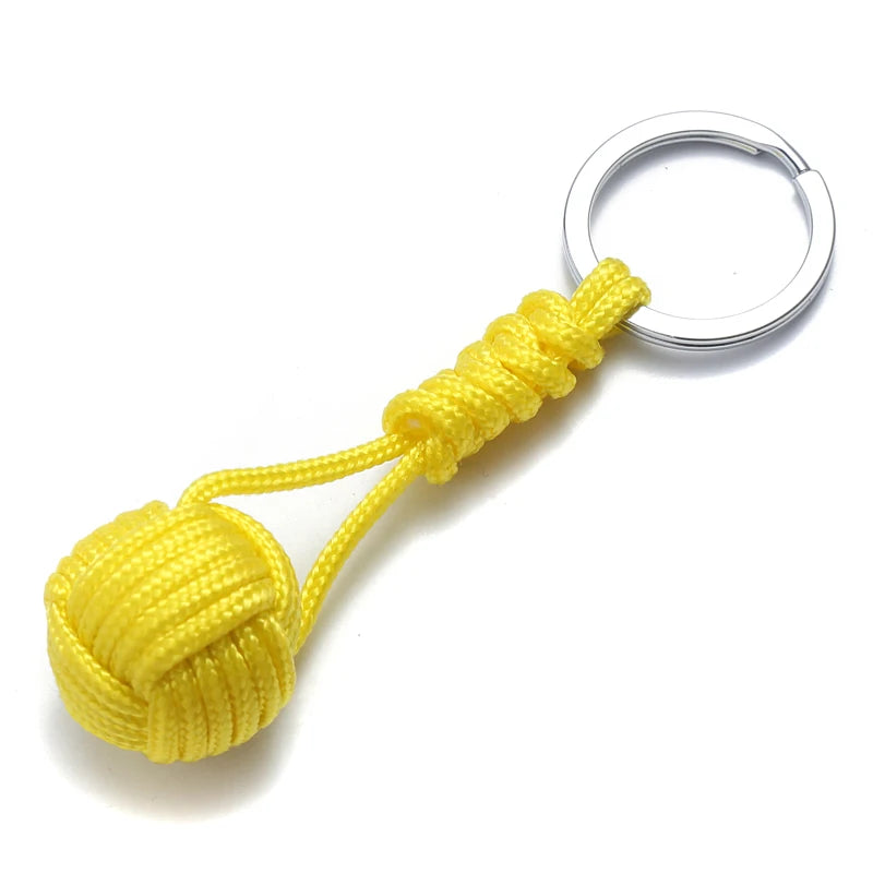 Military Parachute Woven Rope Ball Keychain Paracord Lanyard Key Ring Monkey Fist Key Chains Outdoors Survival Tool Jewelry