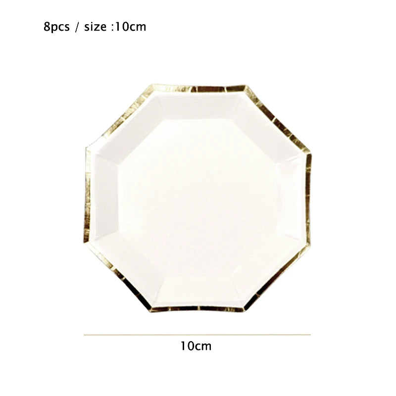 10cm Mini Plate Party Paper Plates Disposable Tableware Birthday Party wedding Decor kids Party Supplies Pink Small Plates 8pcs