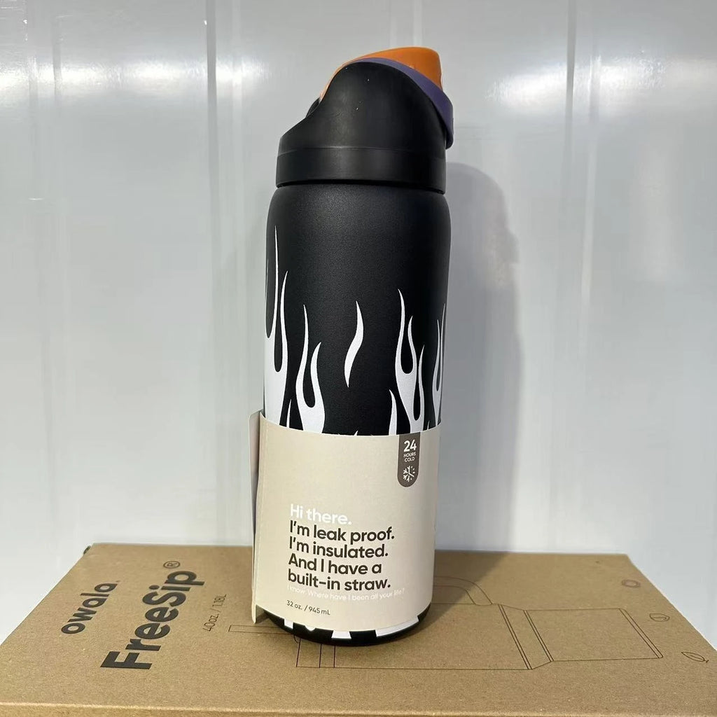 Stainless Steel Water Bottle 32oz Vacuum Insulated Water Bottle with Straw & Leak-Proof Lid Portable Handheld Vacuum Flasks