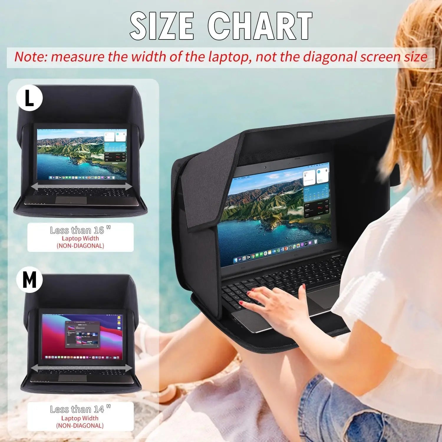 Laptop Sun Protection Portable 14/16 Inches Laptop Umbrella Computer Sun Protection Bag for Outdoor Work Foldable Shield Cover
