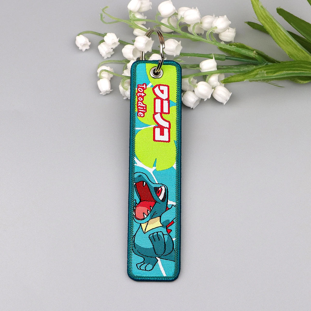 Kawaii Japanese Elf Anime Embroidery Key Fobs Key Tag Motorcycles Cars Backpack Chaveiro Keychain Fashion Keyring Friends Gifts