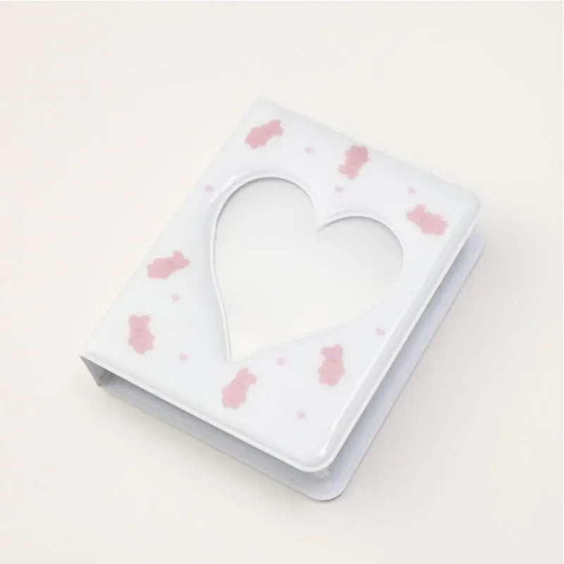 Cute Bear Photo Album 3 Inch Love Heart Hollow Picture Storage Case Kpop Card Binder Name Card Book Photocard Holder 36 Pockets