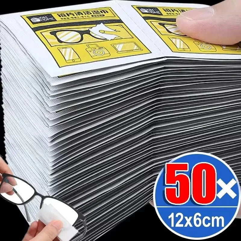 10/100Pcs Glasses Cleaning Wet Paper Disposable Anti Fog Misting Dust Remover Lens Wipes Sunglasses Phone Screen Cleaner