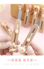 1 Piece Cartoon Utility Knife for Student Cute Fashion Box Cutter Small Portable Kawaii Beige Coffee Color Letter Opener Office