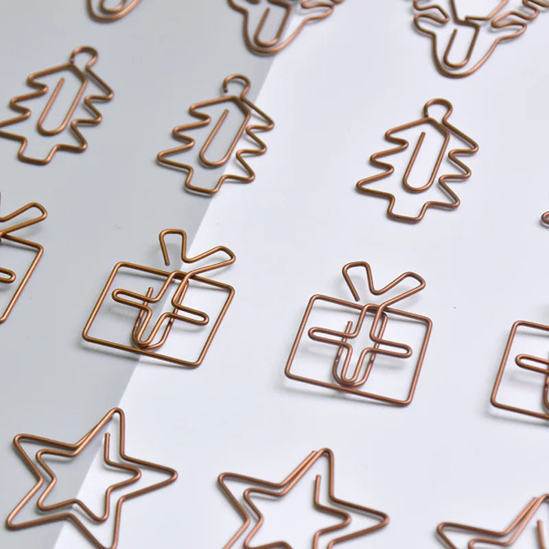 20pcs Retro Metal Clips Mini Christmas Tree Paper Clip Bookmark Book Binding Notebook Decor Stationery School Binding Supplies