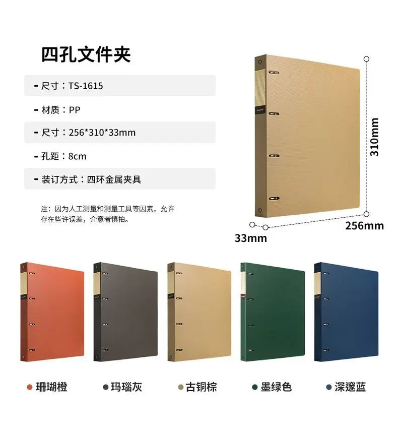 3 Hole Ring Binders File Folder Loose-leaf Binder Morandi Color Waterproof Document A4 Paper Storage