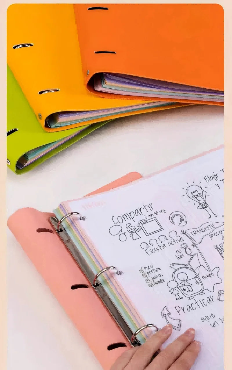 New A4 PU Leather Notebook Binder, Refillable 3/4 Round Ring Binder Cover for A4 Filler Paper, Notebook Personal Planner Binder