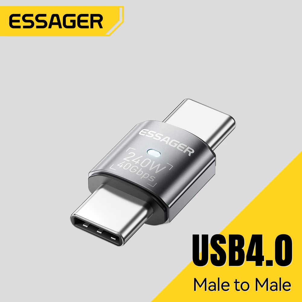 Essager USB4.0 40Gbps OTG Converter 240W Power Delivery Right Angle USB C Data Transfer Adapter For Phone Macbook Tablet 8K60Hz