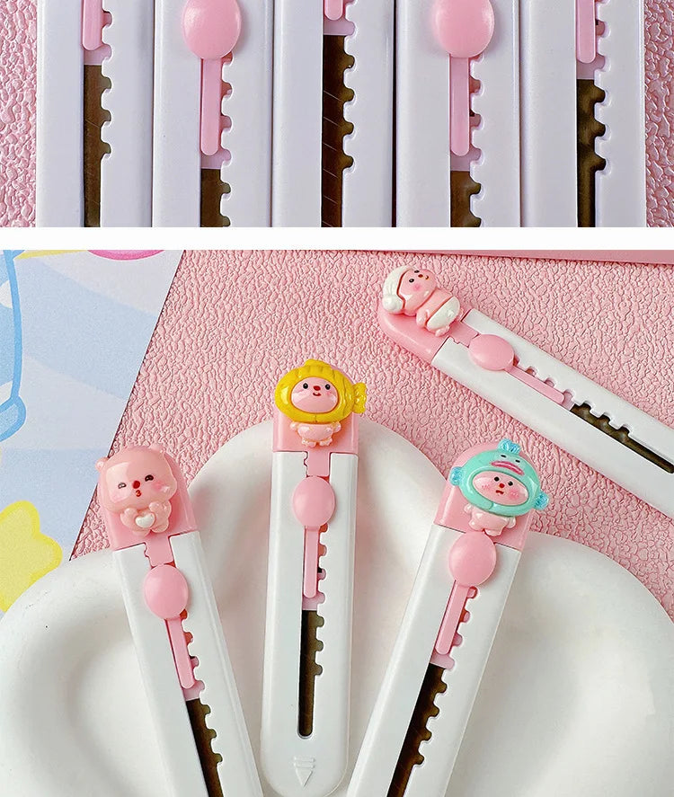 1pc Mini Portable Art Knife Students Use Envelope Opener Cute Cartoon Paper Cutter Office Stationery Express Unpacking Device