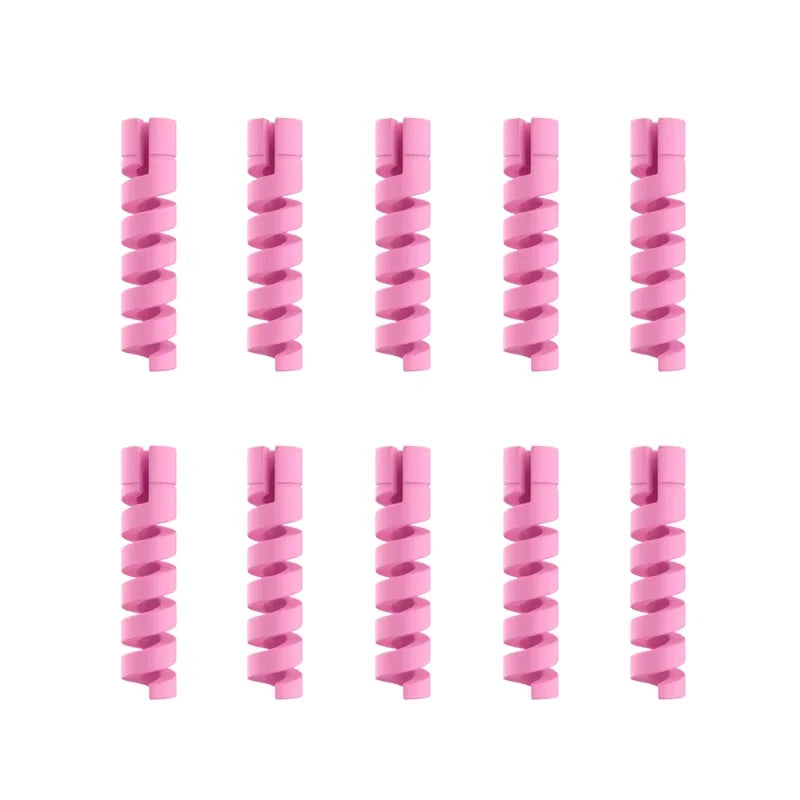 10pcs Cable Protector Silicone Charge Cable Spiral Winder Wire End Cord Savers Cover For Phone USB Charger Cable Accessories