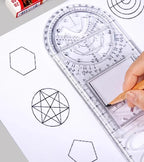 Multifunctional Geometric Function Ruler Set Mathematics Drawing Template Measuring Tool for Art Student School Office Supplies