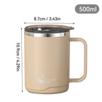 Double Wall Insulated 304 Stainless Steel Coffee Mug Leak Proof Travel Cup with Handle for Adults and Students