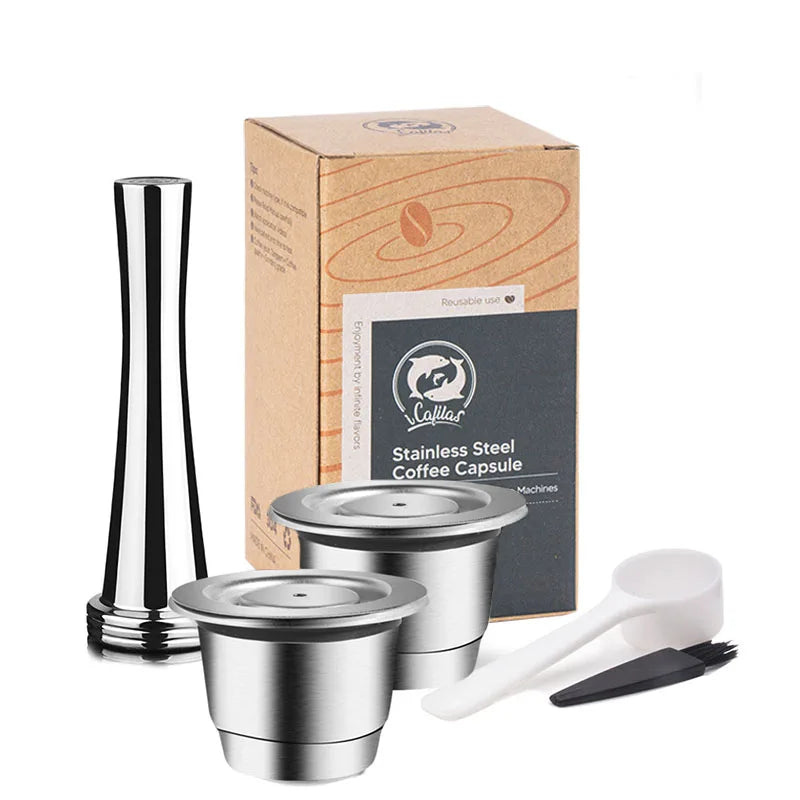 Reusable Nespresso Coffee Capsules Cup Stainless steel Refillable Coffee Capsule Refilling Filter Coffeeware