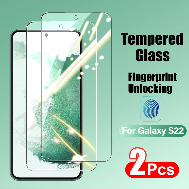 2PCS Tempered Glass For Samsung Galaxy S21 S22 S23 Plus S24 FE S25 S26 Ultra S25edge Screen Protector Fingerprint Unlocking