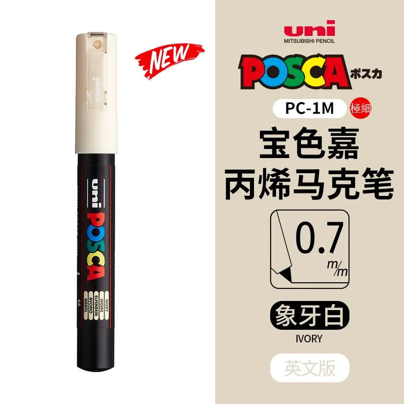 uni POSCA POP Water-Based Marker,Assorted Colors PC-1M/3M/5M 0.7~2.5mm Tips Professional Acrylic Paint Pen for Artists&Designers