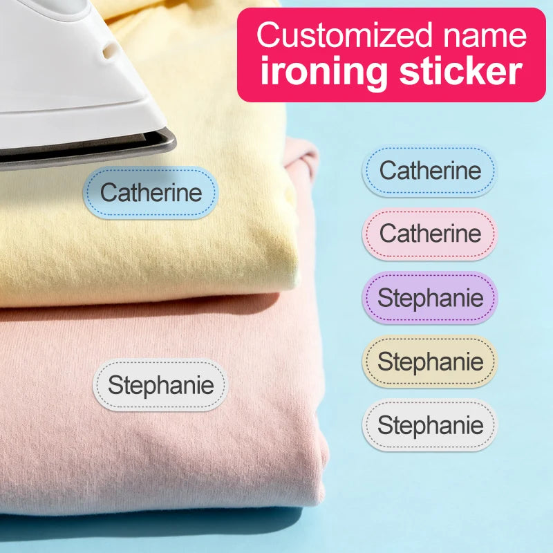 Personalized Sewing Labels for Clothes,School Uniforms,Custom Name Iron-on Fabric Tags,Cotton Material,Machine Washable